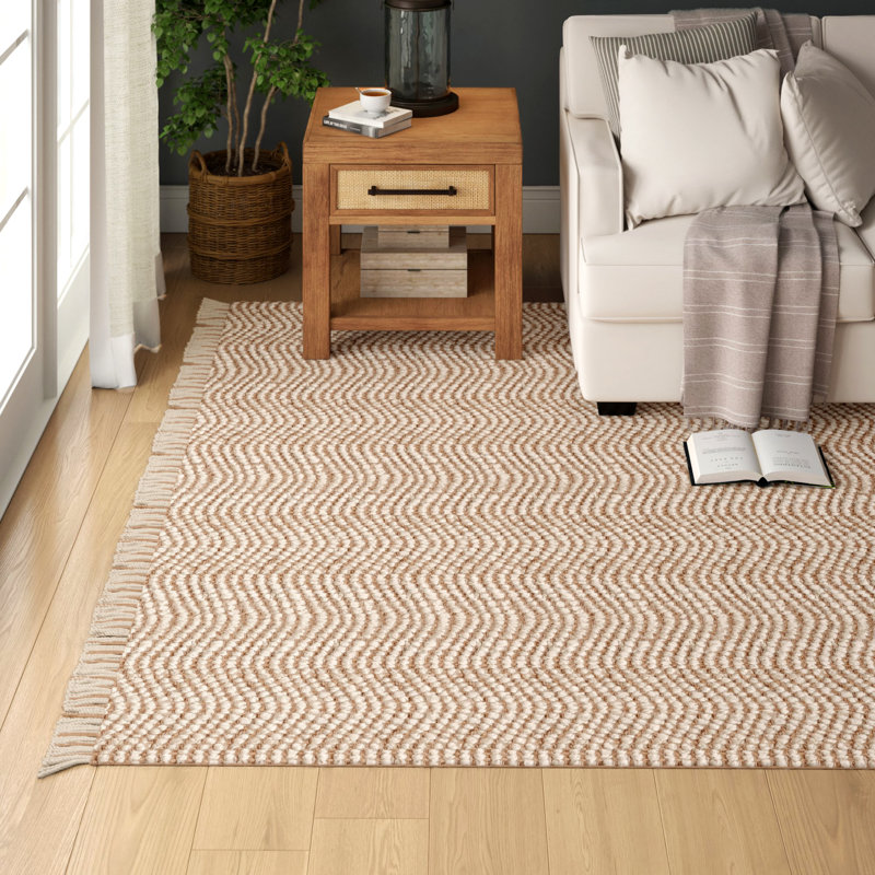 Three Posts™ Jayleen Beige HandWoven Flatweave Jute/Sisal Area Rug